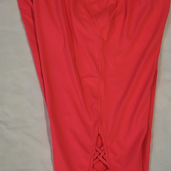 Lane Bryant LIVI High Rise Lattice Hem Active Leggings Sz 26/28 PINK - Picture 6 of 7
